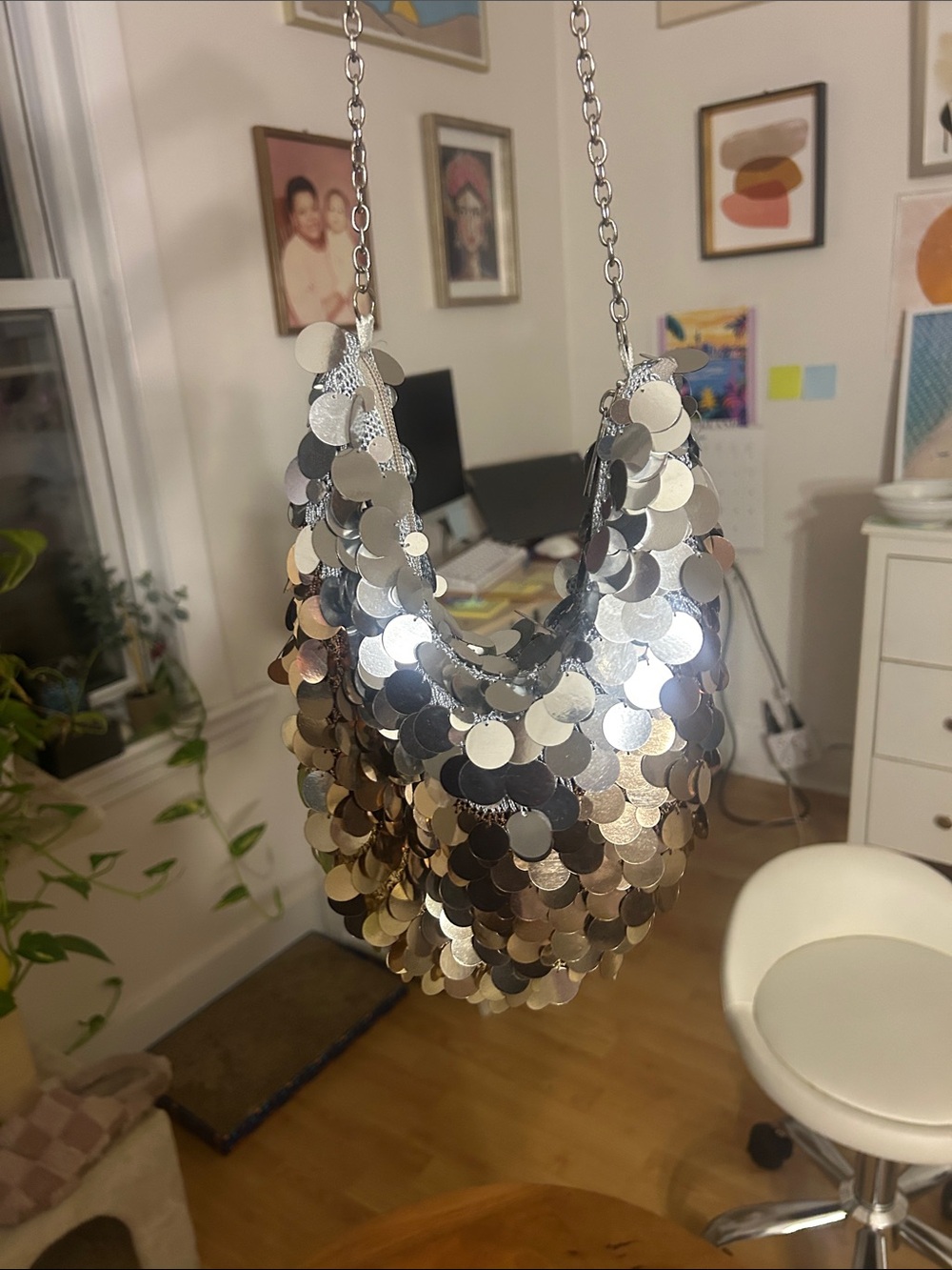 Ombre Sequin Crescent Bag